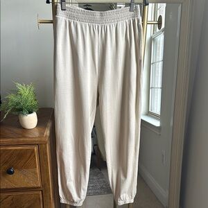 Elegant Cream Women's Pants and Matching Tank Top Set